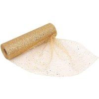 Neel Blue 29cm x 25m Sequin Tulle Fabric Roll Tulle Mesh Fabric for Xmas in Gold