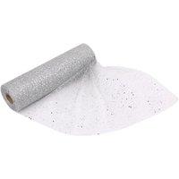 Neel Blue 29cm x 25m Sequin Tulle Fabric Roll Tulle Mesh Fabric for Xmas in Silver