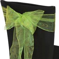 Neel Blue Organza Chair Sashes Wider Fuller Bow for Party Decoration, 17cm x 280cm in Olive | Size: 17 cm x 280 cm