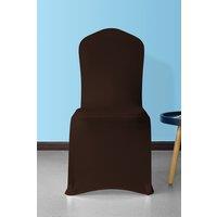 Neel Blue Spandex Polyester Stretch Chair Cover, Washable & Removable Slipcovers in Chocolate
