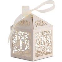 Neel Blue Candy Gift Favour Boxes with Organza Ribbon, 50pcs in Beige