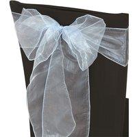 Neel Blue Set of 25 Organza Sashes Wider Fuller Bow for Party Decoration, 17cm x 280cm in Baby Blue | Size: 17 cm x 280 cm