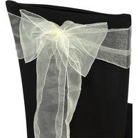 Neel Blue Set of 25 Organza Sashes Wider Fuller Bow for Party Decoration, 17cm x 280cm in Ivory | Size: 17 cm x 280 cm