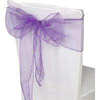 Neel Blue Set of 25 Organza Sashes Wider Fuller Bow for Party Decoration, 17cm x 280cm in Purple | Size: 17 cm x 280 cm