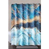 Neel Blue Abstract Blue Shower Curtain, Anti Mould Mildew Resistant Bathroom Curtains | Size: 180 cm width x 180 cm drop