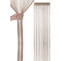 Neel Blue Glitter String Curtain Polyester Fringe Panel Spaghetti Tassel Curtain, 200cm x 90cm in Light Sand | Size: 200 cm x 90 cm