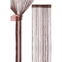 Neel Blue Glitter String Curtain Polyester Fringe Panel Spaghetti Tassel Curtain, 200cm x 90cm in Brown | Size: 200 cm x 90 cm