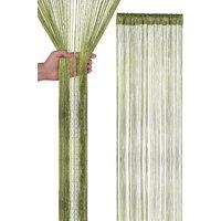 Neel Blue Glitter String Curtain Polyester Fringe Panel Spaghetti Tassel Curtain, 200cm x 90cm in Green | Size: 200 cm x 90 cm