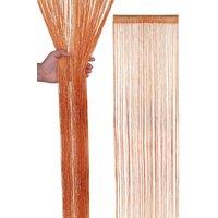 Neel Blue Glitter String Curtain Polyester Fringe Panel Spaghetti Tassel Curtain, 200cm x 90cm in Orange | Size: 200 cm x 90 cm