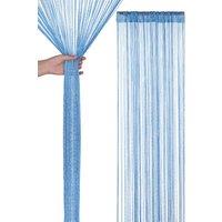Neel Blue Glitter String Curtain Polyester Fringe Panel Spaghetti Tassel Curtain, 200cm x 90cm in Baby Blue | Size: 200 cm x 90 cm