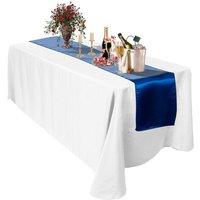 Neel Blue Satin Table Runner, 11" x 108" in Blue