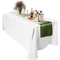 Neel Blue Satin Table Runner, 11" x 108" in Light Green