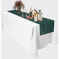 Neel Blue Glitter Sequin Table Runner - 11" x 108" in Dark Green