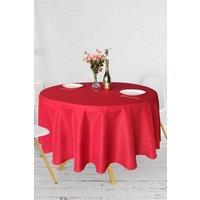 Neel Blue 304cm Round Polyester Tablecloth, Premium Circular Linen Table Cover in Red