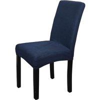 Neel Blue Velvet Chair Cover, Spandex Stretch Dining Chair Slipcovers in Navy