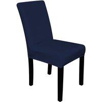 Neel Blue Velvet Dining Chair Covers, Stretchable Spandex High-Back Dining Slipcovers in Navy