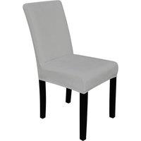 Neel Blue Velvet Dining Chair Covers, Stretchable Spandex High-Back Dining Slipcovers in Silver