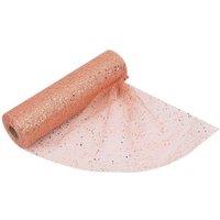 Neel Blue 29cm x 25m Sequin Tulle Fabric Roll Tulle Mesh Fabric for Xmas in Rose Gold