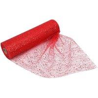 Neel Blue 29cm x 25m Sequin Tulle Fabric Roll Tulle Mesh Fabric for Xmas in Red