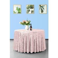 Neel Blue Diamond Velvet Round Tablecloth - 120 Inch in Pale Pink