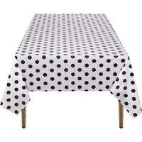 Neel Blue Black Polka Dot Tablecloth, Plastic Table Cover, 137cm x 274cm in White | Size: 137 cm x 274 cm