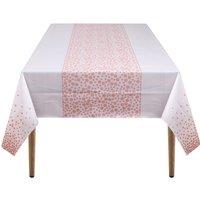 Neel Blue 137cm x 274cm PVC Tablecloth, Dot Confetti Printed Table Cover in Rose Gold | Size: 137 cm x 274 cm