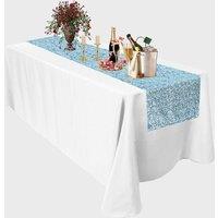 Neel Blue Glitter Sequin Table Runner - 11 x 108 in Baby Blue