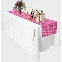 Neel Blue Glitter Sequin Table Runner - 11 x 108 in Baby Pink