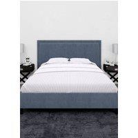 Neel Blue 300TC Cotton Fitted Sheet, White Satin Stripe, King, 150x200x30cm | Size: King