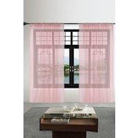 Neel Blue Semi-Transparent Voile Curtain, Pair Window Curtain 2 Panel in Rose Gold | Size: 142 cm width x 183 cm drop