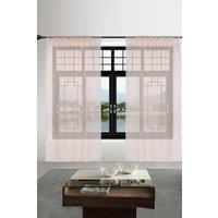 Neel Blue Semi-Transparent Voile Curtain, Pair Window Curtain 2 Panel in Cream | Size: 142 cm width x 183 cm drop