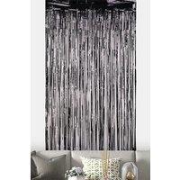 Neel Blue Foil Fringe Curtain Metallic Tinsel Backdrop Steamers - 1x2.5 Metres in Black