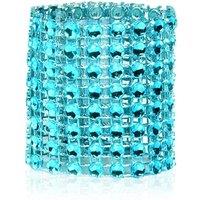Neel Blue Set of 10 Napkin Rings Holder Stripe Buckle for Table Decoration, 13cm x 4cm in Turquoise | Size: 13 cm x 4 cm