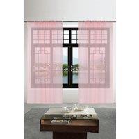 Neel Blue Semi-Transparent Voile Curtain, Pair Window Curtain 2 Panel in Rose | Size: 142 cm width x 137 cm drop
