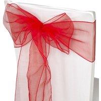 Neel Blue Organza Chair Sashes Wider Fuller Bow for Party Decoration, 17cm x 280cm in Red | Size: 17 cm x 280 cm