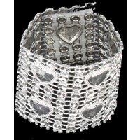 Neel Blue Set of 10 Diamond Napkin Rings Bling Gold Heart Shaped Napkin Rings Holder, 13cm x 4cm in Silver | Size: 13 cm x 4 cm