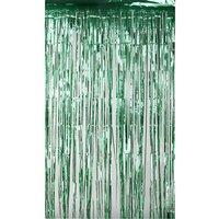 Neel Blue Foil Fringe Curtain Metallic Tinsel Backdrop Steamers - 1x3 Metres in Green