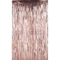 Neel Blue Foil Fringe Curtain Metallic Tinsel Backdrop Steamers - 1x3 Metres in Rose Gold