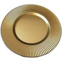 Neel Blue 33cm Charger Plates with Ribbed Edge for Dinner Table Decoration in Metallic Gold