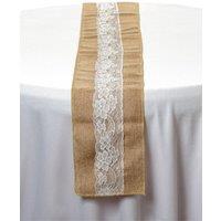Neel Blue Hessian Table Runner, 29cm x 275cm Jute Fabric Dining Tableware in White | Size: 29 cm x 275 cm