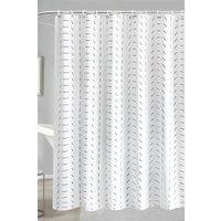 Neel Blue Bathroom Shower Curtain, Polyester Fabric Anti-Mould Water-Resistant Curtains in White | Size: 180 cm width x 180 cm drop