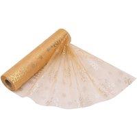 Neel Blue Christmas Snowflake Organza Roll Snow Sheer Glitter Fabric - 25cm x 29cm in Gold | Size: 25 cm x 29 cm