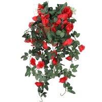 Neel Blue 110cm Artificial Rose Garland Vine Hanging Silk Garland, 18 Flowers in Red