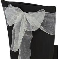 Neel Blue Organza Chair Sashes Wider Fuller Bow for Party Decoration, 17cm x 280cm in Silver | Size: 17 cm x 280 cm