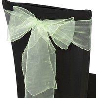 Neel Blue Organza Chair Sashes Wider Fuller Bow for Party Decoration, 17cm x 280cm in Light Green | Size: 17 cm x 280 cm
