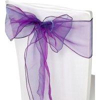 Neel Blue Organza Chair Sashes Wider Fuller Bow for Party Decoration, 17cm x 280cm in Violet | Size: 17 cm x 280 cm