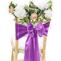Neel Blue Satin Chair Sashes for Weddings Birthday Party Decoration, 7" x 108" in Purple