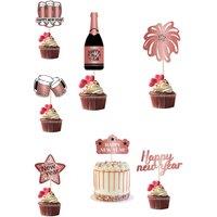Neel Blue 7 Pcs Cupcake Toppers Picks, Cocktail Sticks in Rose Gold
