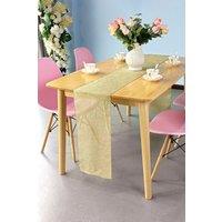 Neel Blue Hessian Table Runner, 29cm x 275cm Jute Fabric Dining Tableware in Gold | Size: 29 cm x 275 cm