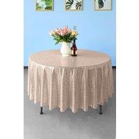 Neel Blue 50 Inch Round Sequin Tablecloth in Rose Gold
